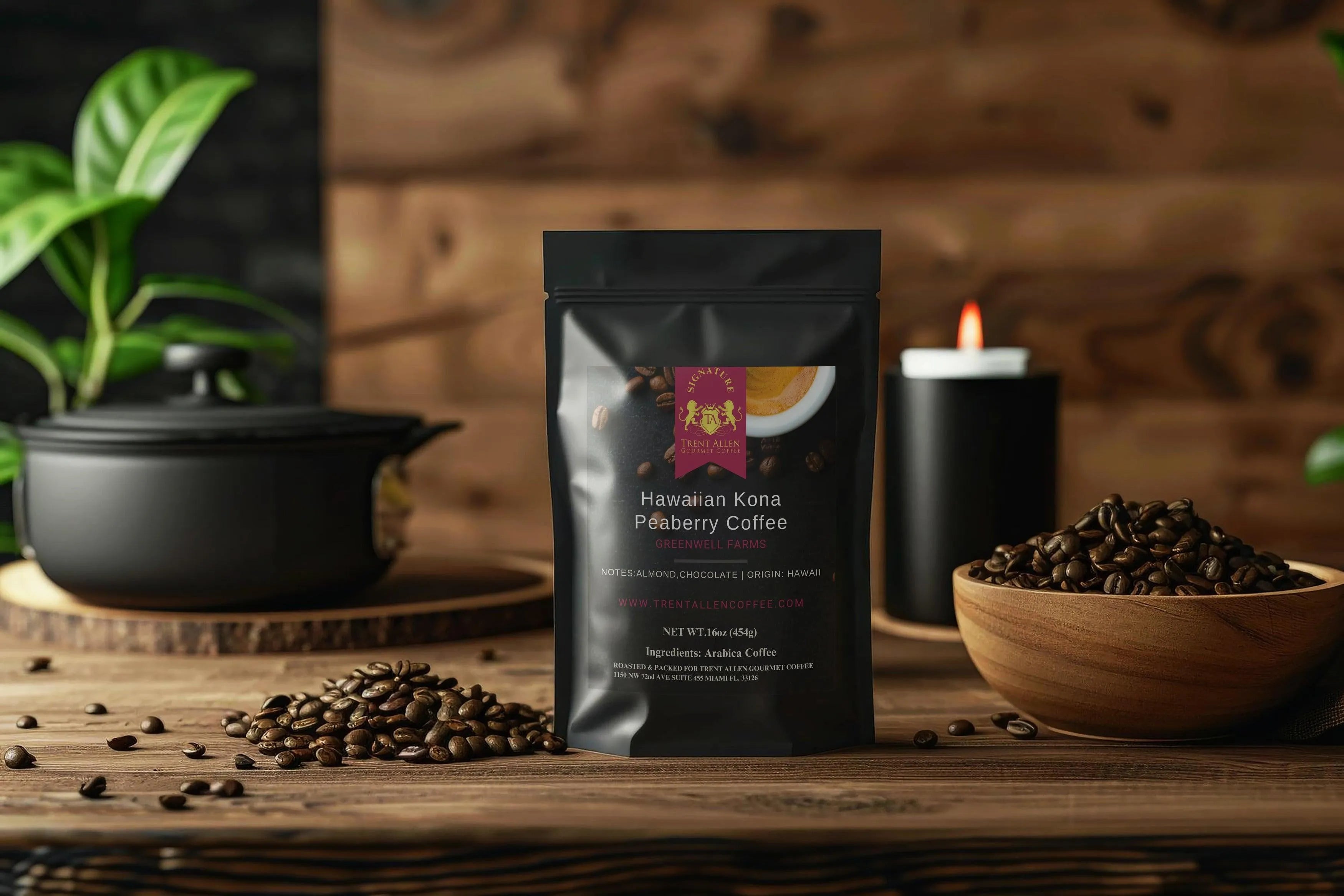 TRENT ALLEN SIGNATURE SERIES Hawaiian Kona Peaberry Coffee, Greenwell Farm - Trent Allen Gourmet Coffee