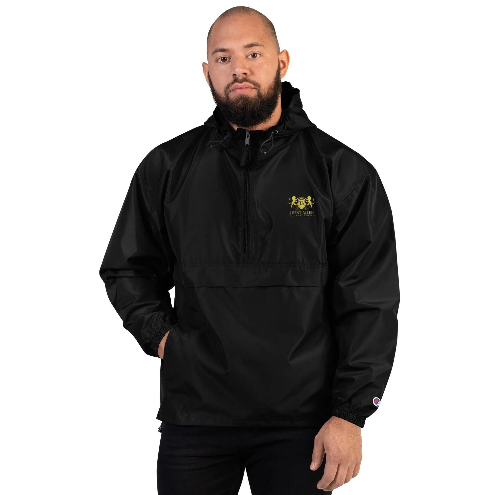 Mens Trent Allen Coffee Embroidered Champion Packable Jacket - Trent Allen Gourmet Coffee