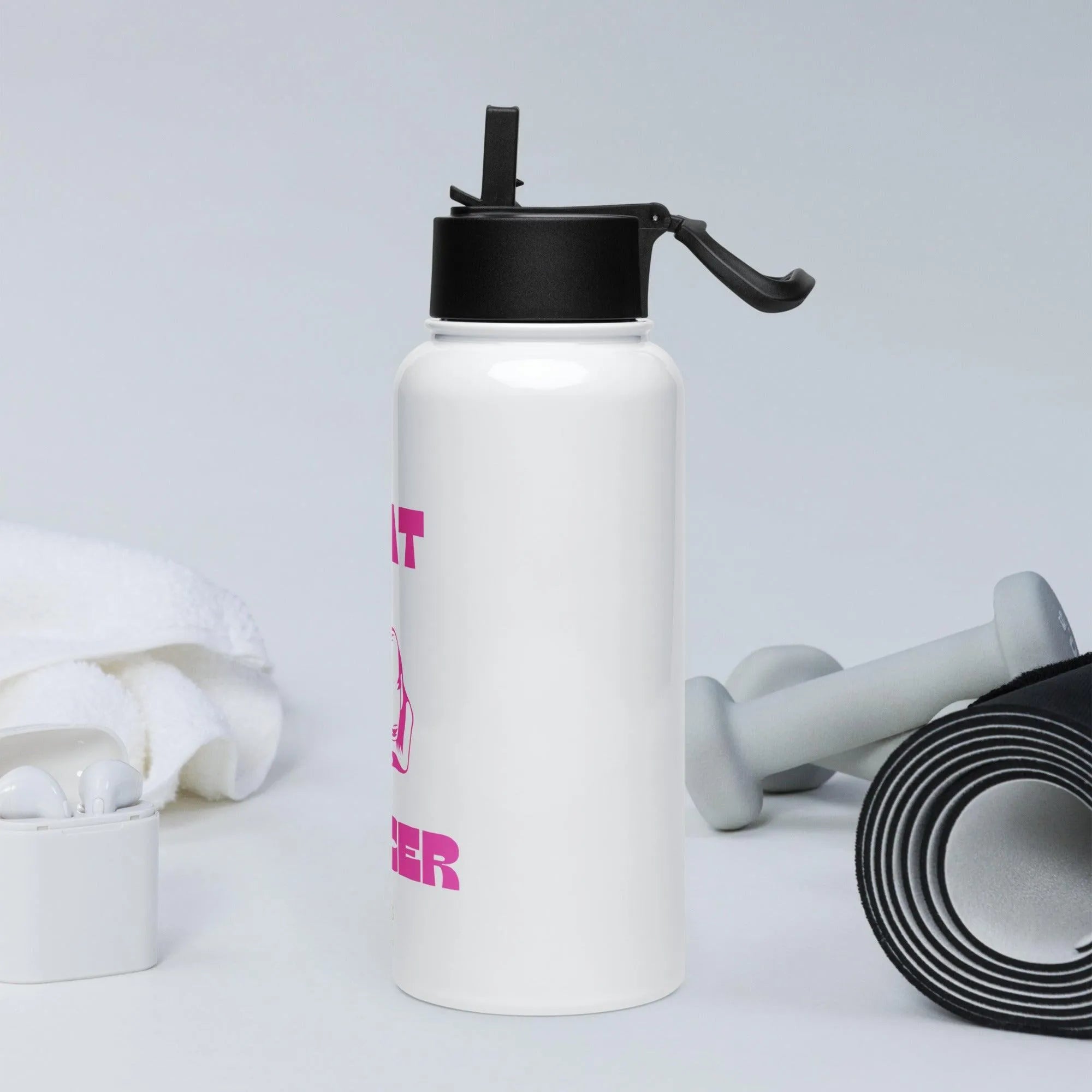 Beat Cancer Stainless steel water bottle with a straw lid - Trent Allen Gourmet Coffee