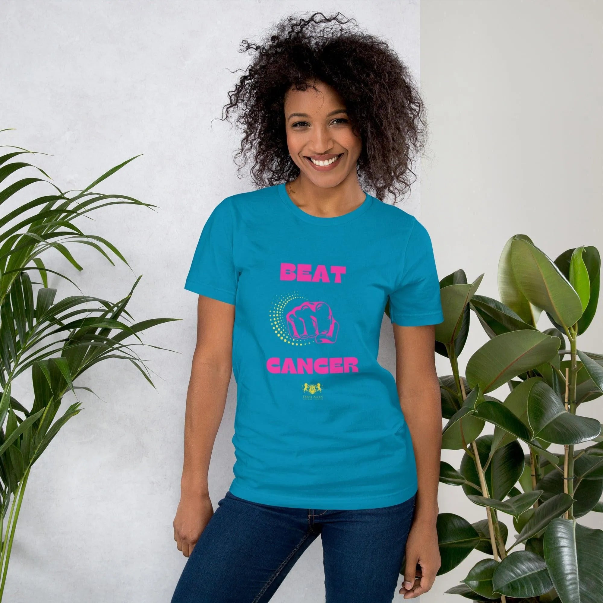 Womens Beat Cancer graphic t-shirt - Trent Allen Gourmet Coffee