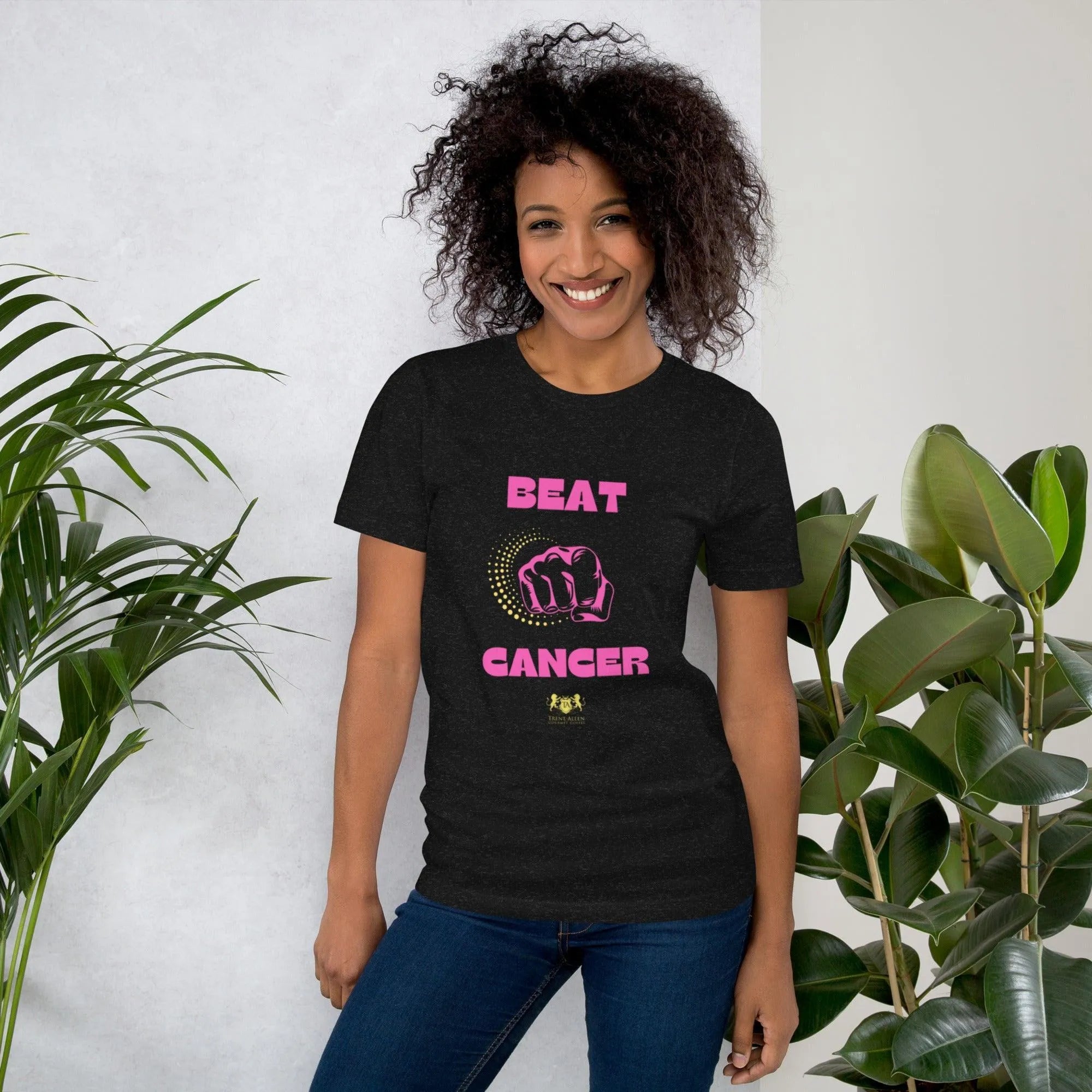 Womens Beat Cancer graphic t-shirt - Trent Allen Gourmet Coffee