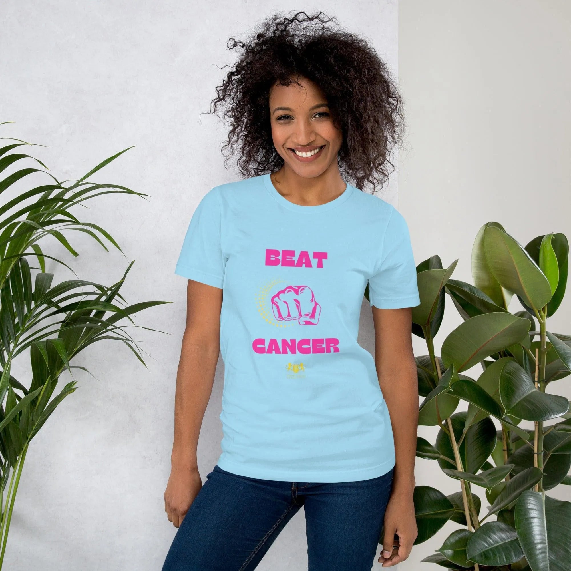 Womens Beat Cancer graphic t-shirt - Trent Allen Gourmet Coffee