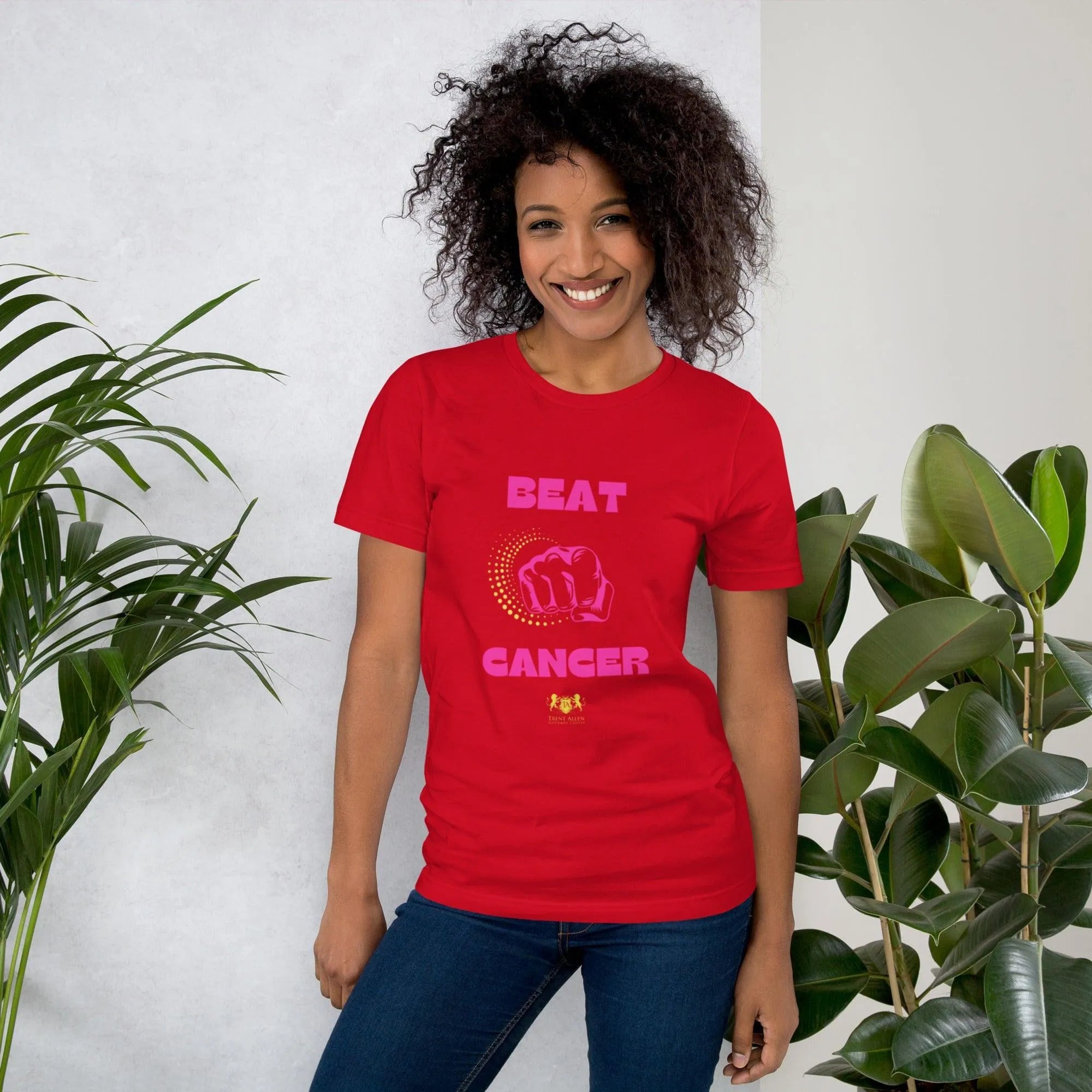 Womens Beat Cancer graphic t-shirt - Trent Allen Gourmet Coffee