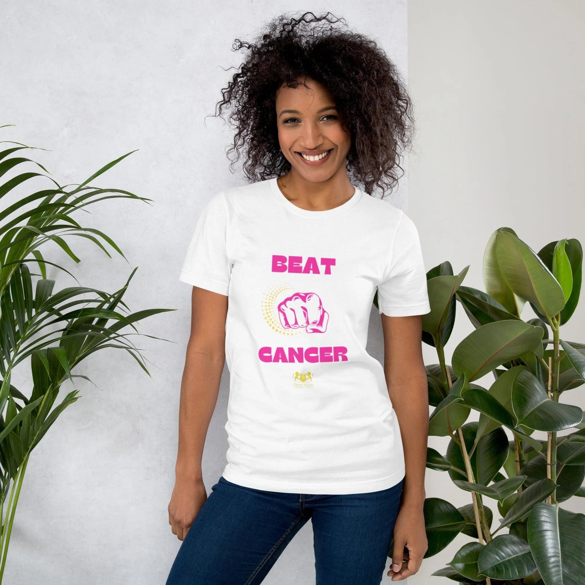 Womens Beat Cancer graphic t-shirt - Trent Allen Gourmet Coffee