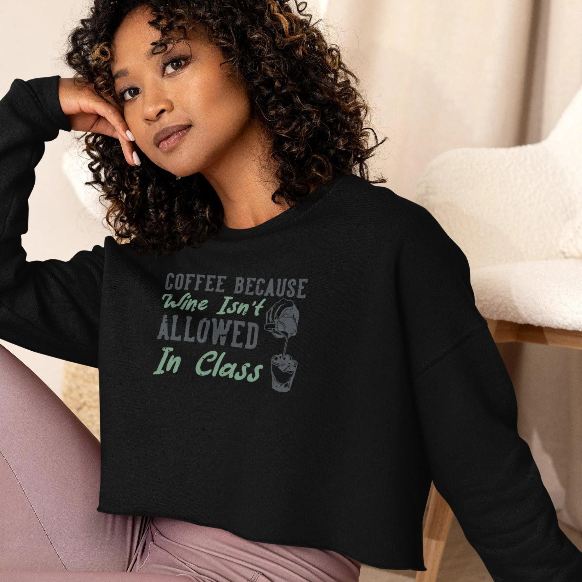 Womens Coffee Graphic Crop Sweatshirt - Trent Allen Gourmet Coffee