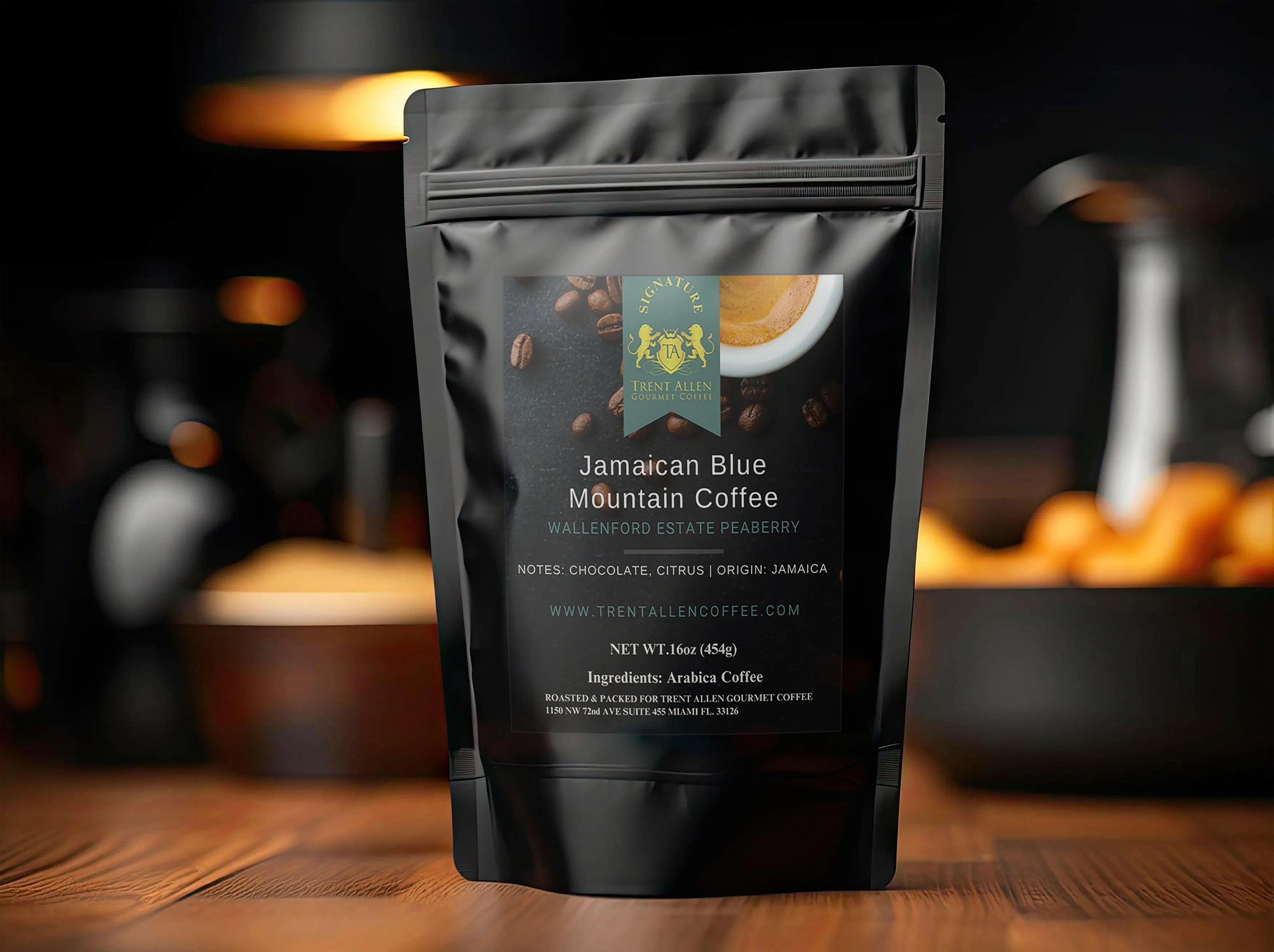 TRENT ALLEN SIGNATURE SERIES Jamaica Blue Mountain® PEABERRY Wallenford Estate Coffee - Trent Allen Gourmet Coffee