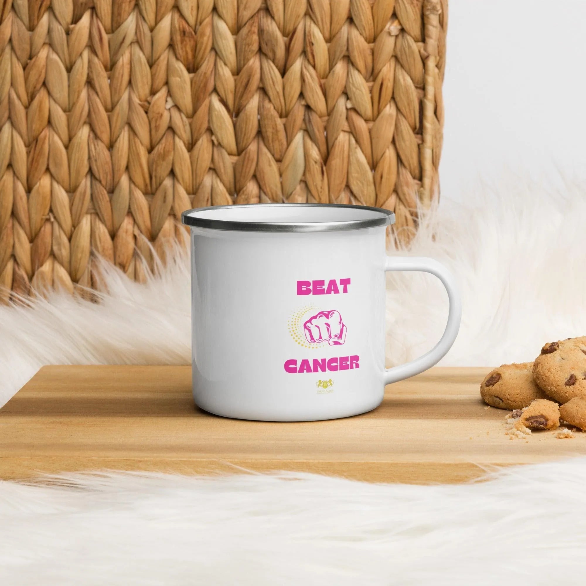 Beat Cancer Enamel Mug - Trent Allen Gourmet Coffee