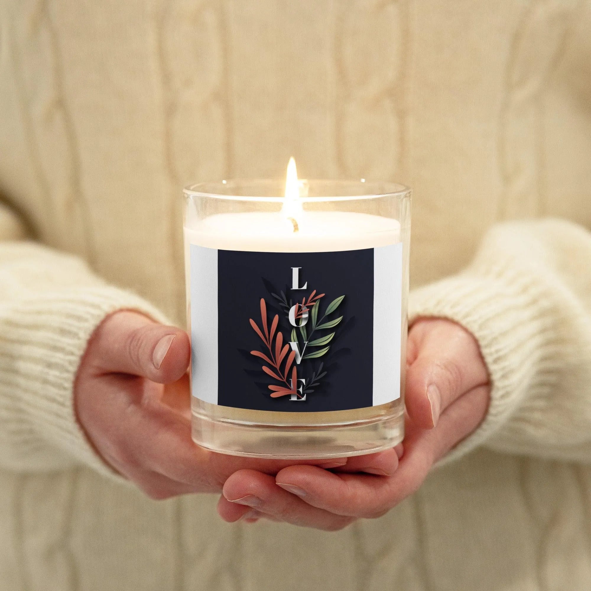 " Love" graphic Glass jar soy wax candle - Trent Allen Gourmet Coffee