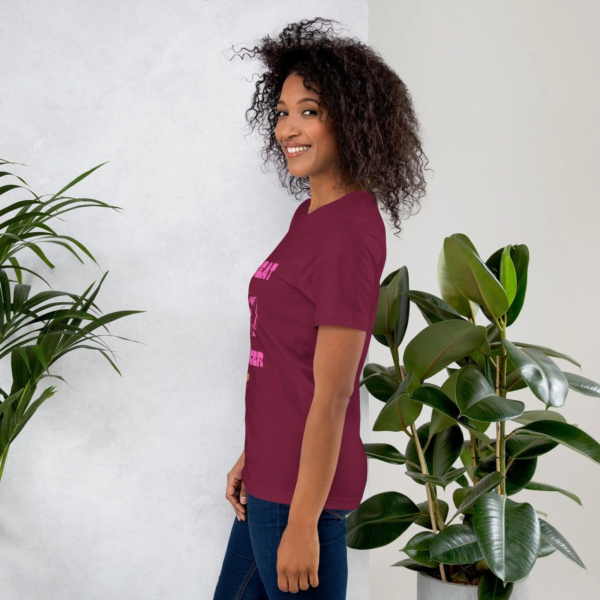 Womens Beat Cancer graphic t-shirt - Trent Allen Gourmet Coffee